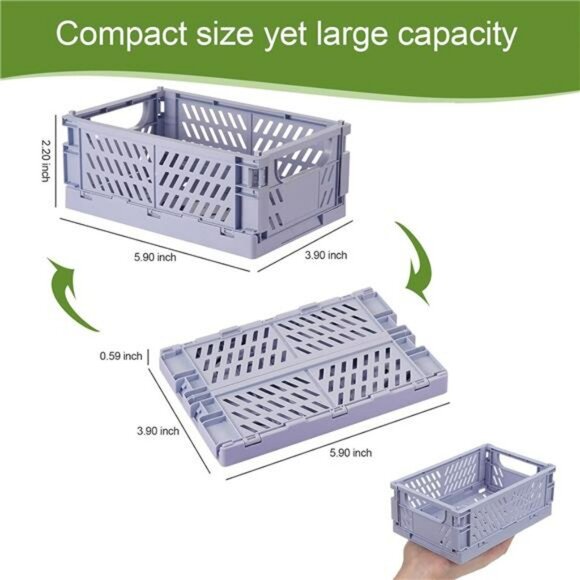 Small pastel storage baskets set of 6 collapsible plastic crates mini bins organ - Picture 2 of 7